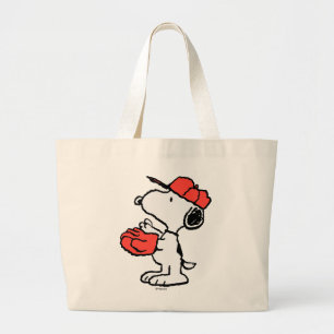 Peanuts Snoopy Making the Catch Grote Tote Bag