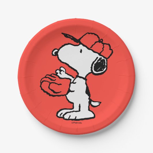 Peanuts | Snoopy Making the Catch Papieren Bordje (Voorkant)