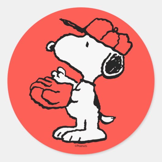 Peanuts | Snoopy Making the Catch Ronde Sticker (Voorkant)
