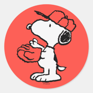 Peanuts   Snoopy Making the Catch Ronde Sticker