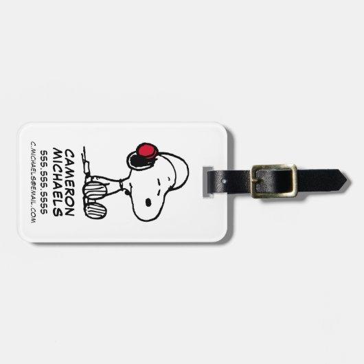 Peanuts | Snoopy met hoofdtelefoons Bagagelabel (Voorkant horizontaal)
