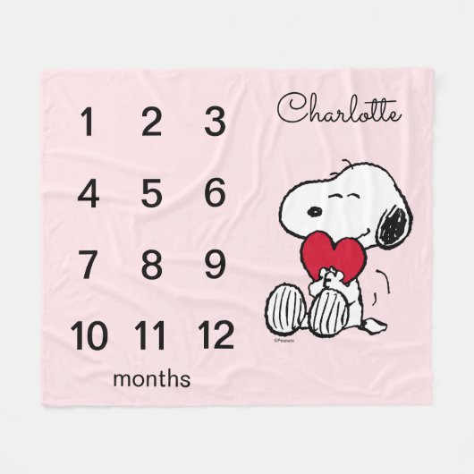 Peanuts Snoopy | Monthly Milestone Baby Fleece Bla Deken (Voorkant (Horizontaal))