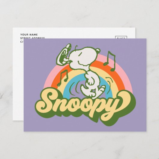 Peanuts | Snoopy Music Rainbow Briefkaart (Voorkant / Achterkant)