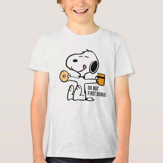 Peanuts | Snoopy OK Maar eerste koffie Tri-Blend Shirt (Voorkant)
