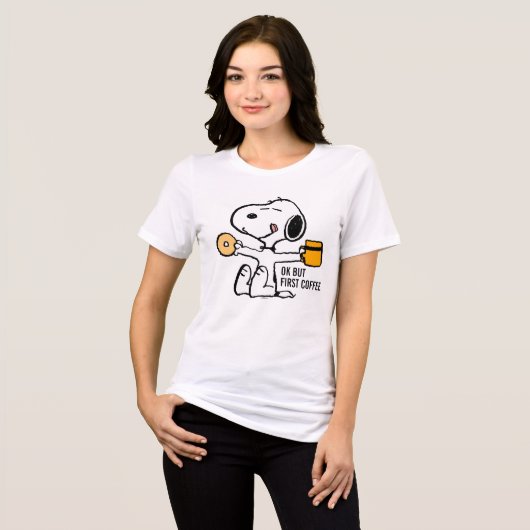 Peanuts | Snoopy OK Maar eerste koffie Tri-Blend Shirt (Voorkant volledig)