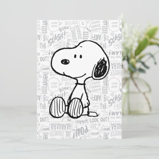 PEANUTS | Snoopy on Black White Comics Kaart (Staand voorkant)