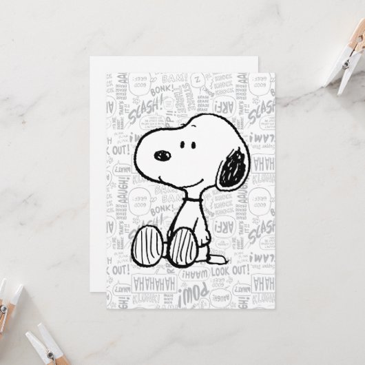 PEANUTS | Snoopy on Black White Comics Kaart (Voorkant / Achterkant in situ)