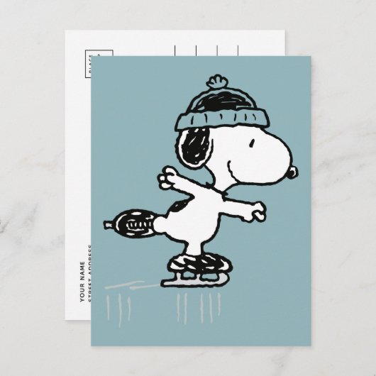 Peanuts | Snoopy op ijs Briefkaart (Voorkant / Achterkant)