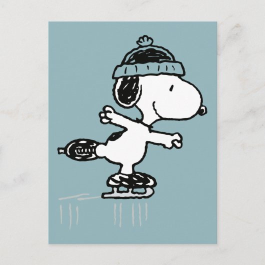 Peanuts | Snoopy op ijs Briefkaart (Voorkant)