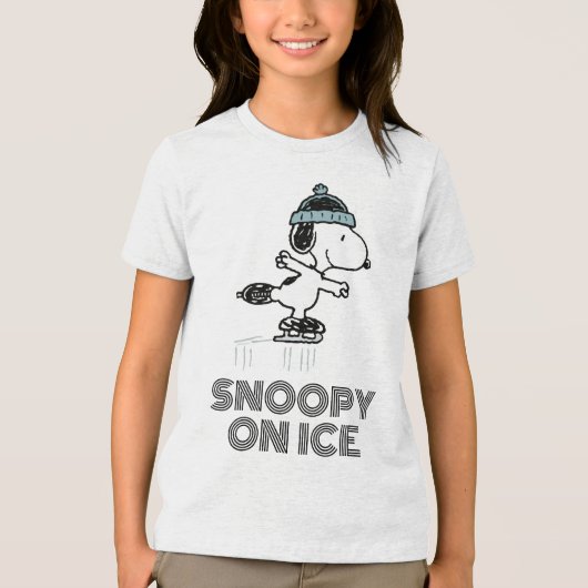 Peanuts | Snoopy op ijs Tri-Blend Shirt (Voorkant)