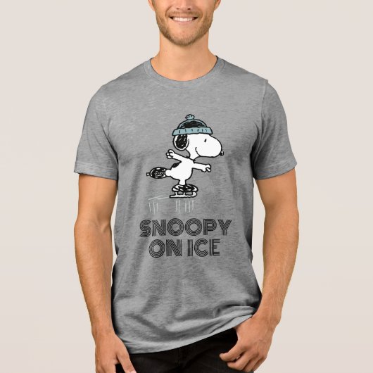 Peanuts | Snoopy op ijs Tri-Blend Shirt (Voorkant)