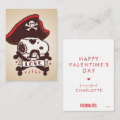 Peanuts | Snoopy Pirate Tattoo Valentine Notitiekaartje (Voorkant / Achterkant)