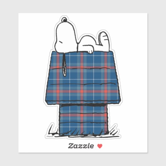 Peanuts | Snoopy Plaid Flanel Hondenhok Sticker (Vel)