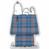 Peanuts | Snoopy Plaid Flanel Hondenhok Sticker (Voorkant)