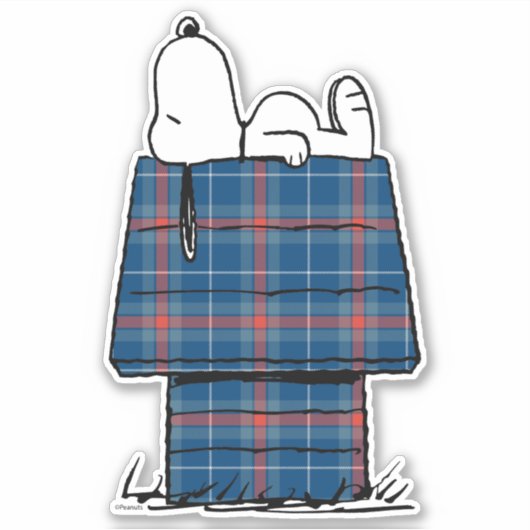 Peanuts | Snoopy Plaid Flanel Hondenhok Sticker (Voorkant)