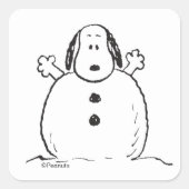 Peanuts | Snoopy Playing Snowman Vierkante Sticker (Voorkant)