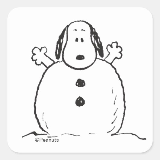Peanuts | Snoopy Playing Snowman Vierkante Sticker (Voorkant)