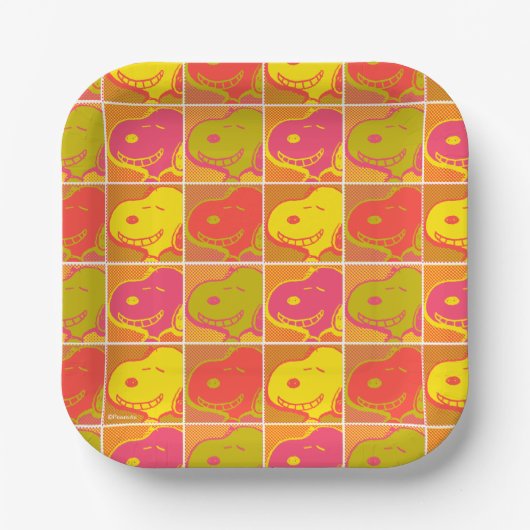 Peanuts | Snoopy Pop Art Pattern Papieren Bordje (Voorkant)