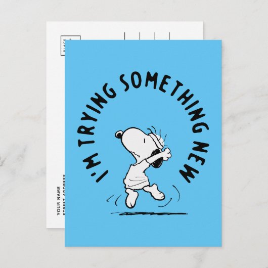 Peanuts | Snoopy probeert iets nieuws Briefkaart (Voorkant / Achterkant)