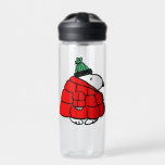Peanuts | Snoopy Puffy Rood Winter Jas Waterfles<br><div class="desc">Bekijk dit leuke Peanuts-ontwerp met Snoopy in zijn rode opgezwollen winterjas.</div>
