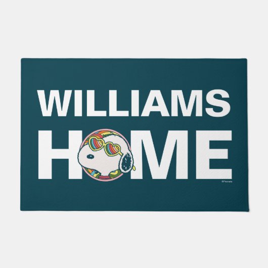 Peanuts | Snoopy Rainbow Heart | Gepersonaliseerd Deurmat (Voorkant)