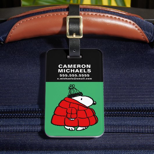 Peanuts | Snoopy Red Puffer Jacket Bagagelabel (Voorkant Insitu 2)