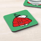 Peanuts | Snoopy Red Puffer Jacket Bier Onderzetter (Linkerzijde)
