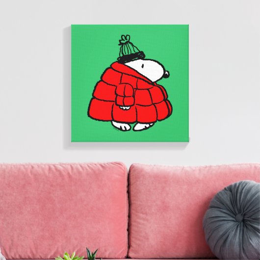 Peanuts | Snoopy Red Puffer Jacket Canvas Afdruk (Insitu (Woonkamer))