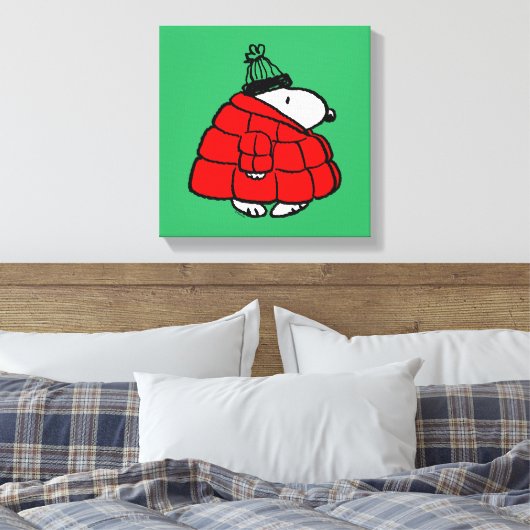 Peanuts | Snoopy Red Puffer Jacket Canvas Afdruk (Insitu (Slaapkamer))