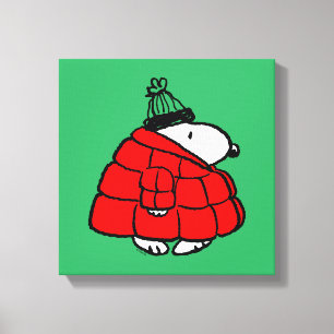 Peanuts   Snoopy Red Puffer Jacket Canvas Afdruk