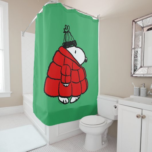 Peanuts | Snoopy Red Puffer Jacket Douchegordijn (In situ)