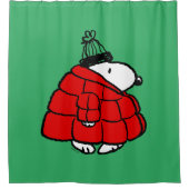 Peanuts | Snoopy Red Puffer Jacket Douchegordijn (Voorkant)