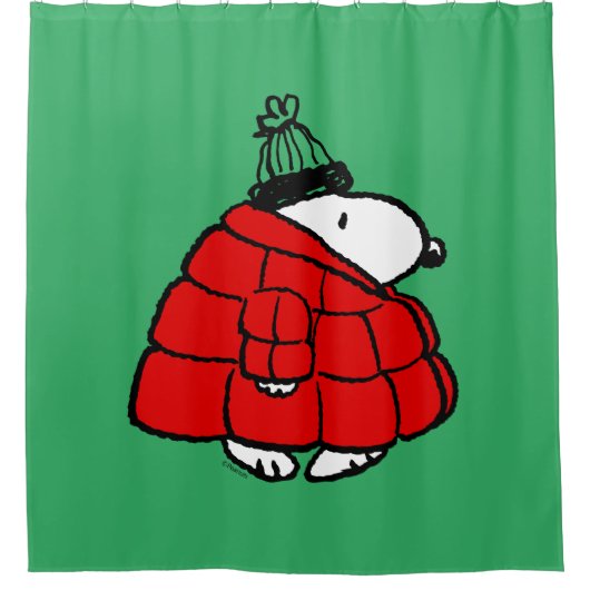 Peanuts | Snoopy Red Puffer Jacket Douchegordijn (Voorkant)