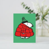 Peanuts | Snoopy Red Puffer Jacket Feestdagenkaart (Staand voorkant)
