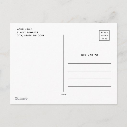 Peanuts | Snoopy Red Puffer Jacket Feestdagenkaart (Achterkant)