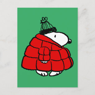Peanuts   Snoopy Red Puffer Jacket Feestdagenkaart