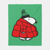 Peanuts | Snoopy Red Puffer Jacket Fleece Deken (Voorkant)