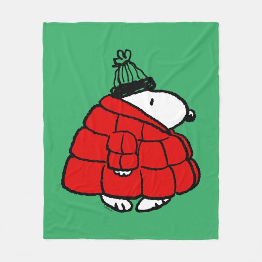 Peanuts | Snoopy Red Puffer Jacket Fleece Deken (Voorkant)