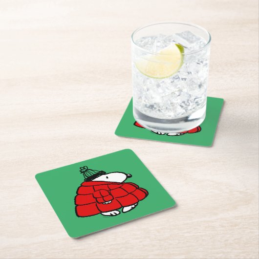 Peanuts | Snoopy Red Puffer Jacket Kartonnen Onderzetters (Insitu)