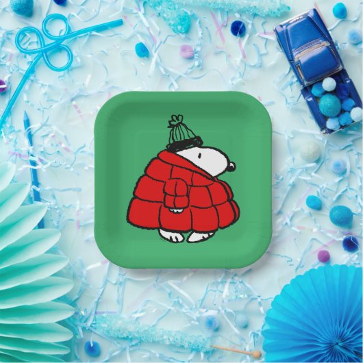 Peanuts | Snoopy Red Puffer Jacket Papieren Bordje (Feest)