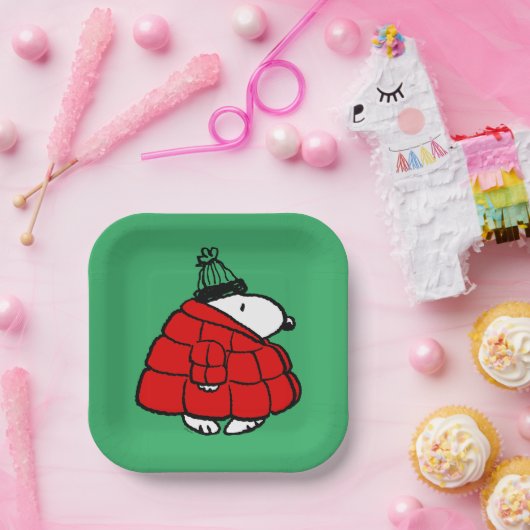 Peanuts | Snoopy Red Puffer Jacket Papieren Bordje (Feest)