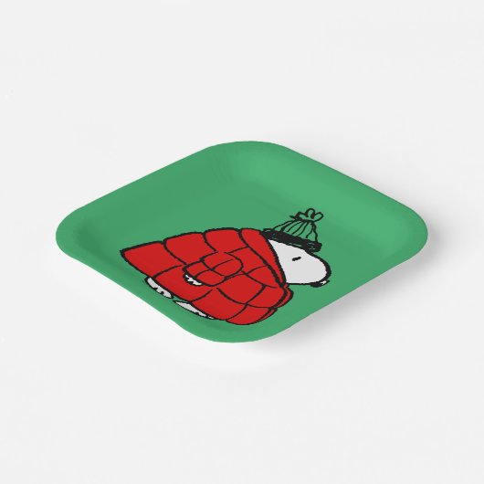 Peanuts | Snoopy Red Puffer Jacket Papieren Bordje (Gebogen)