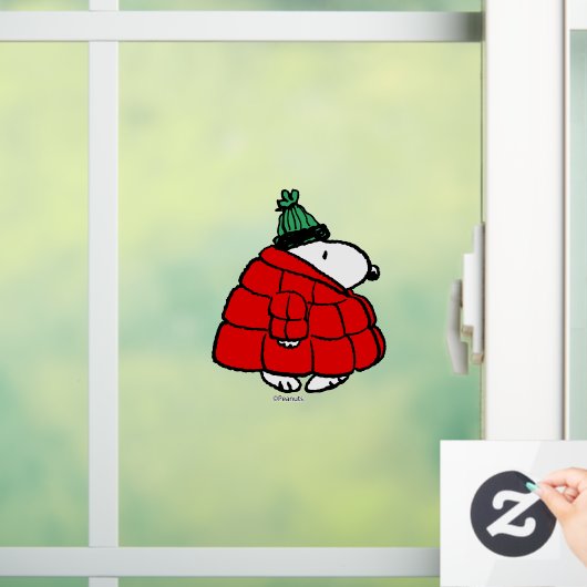Peanuts | Snoopy Red Puffer Jacket Raamsticker (Huis)