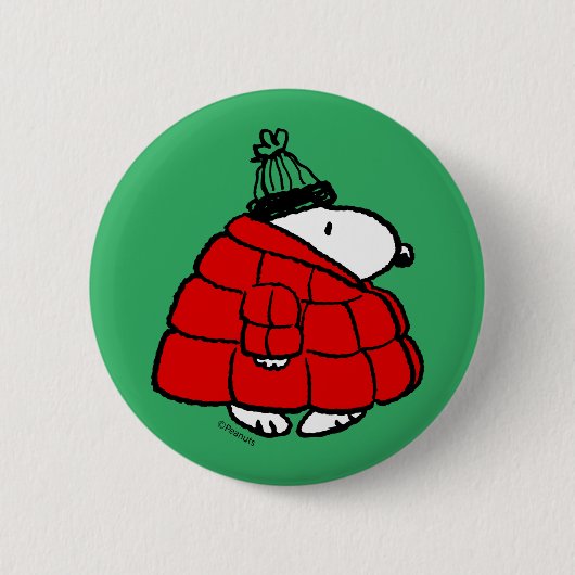 Peanuts | Snoopy Red Puffer Jacket Ronde Button 5,7 Cm (Voorkant)