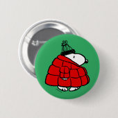 Peanuts | Snoopy Red Puffer Jacket Ronde Button 5,7 Cm (Voorkant /achterkant)