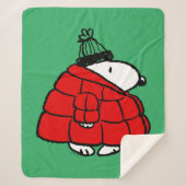 Peanuts | Snoopy Red Puffer Jacket Sherpa Deken (Voorkant)