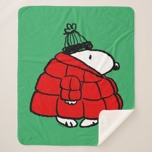 Peanuts | Snoopy Red Puffer Jacket Sherpa Deken (Voorkant)