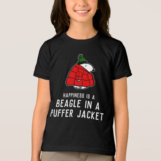 Peanuts | Snoopy Red Puffer Jacket Tri-Blend Shirt (Voorkant)