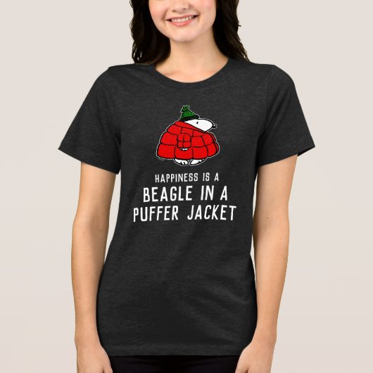 Peanuts | Snoopy Red Puffer Jacket Tri-Blend Shirt (Voorkant)