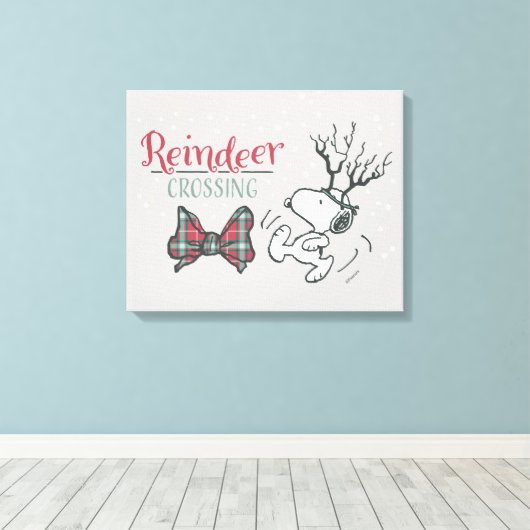Peanuts | Snoopy Rendier Canvas Afdruk (Insitu (Houten vloer))